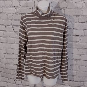 Madewell Brown and White Striped Long Sleeve Tee